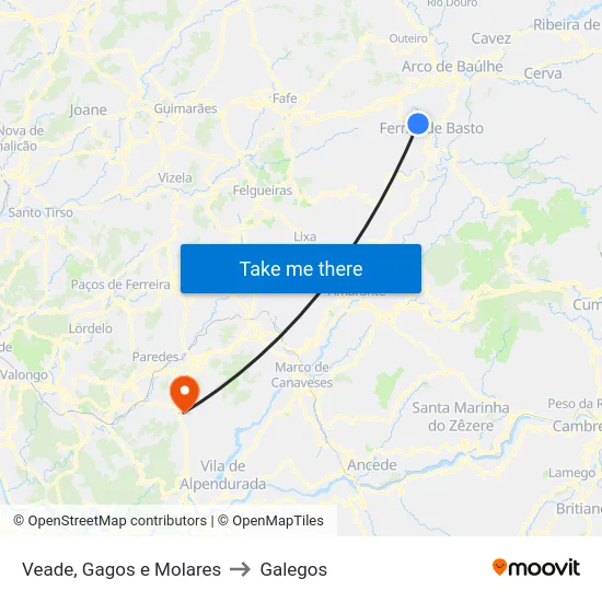 Veade, Gagos e Molares to Galegos map