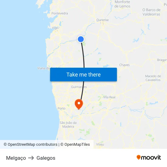 Melgaço to Galegos map