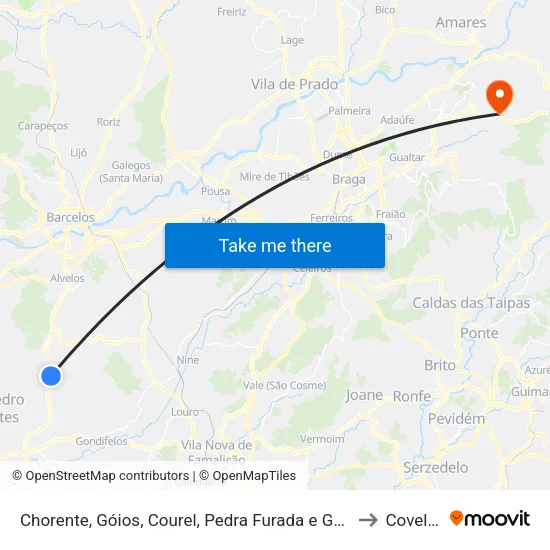 Chorente, Góios, Courel, Pedra Furada e Gueral to Covelas map
