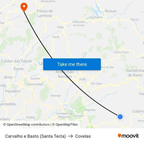 Carvalho e Basto (Santa Tecla) to Covelas map