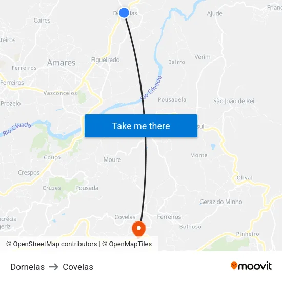 Dornelas to Covelas map