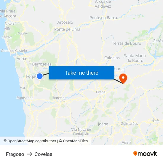 Fragoso to Covelas map