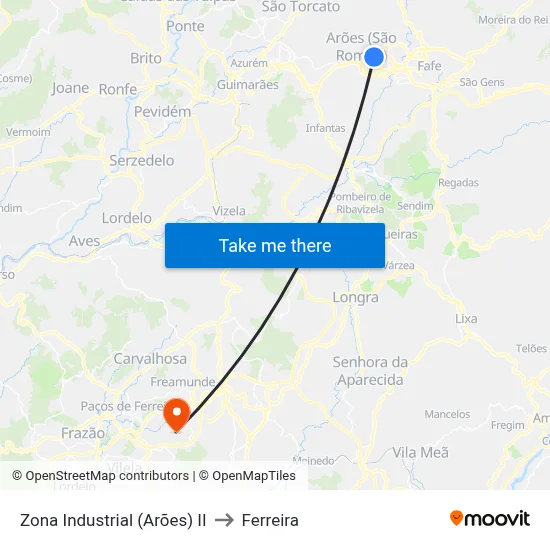 Zona Industrial (Arões) II to Ferreira map