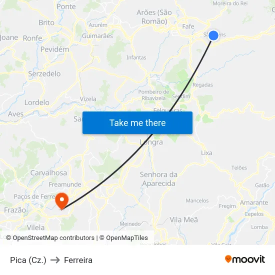Pica (Cz.) to Ferreira map