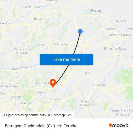 Barragem Queimadela (Cz.) to Ferreira map