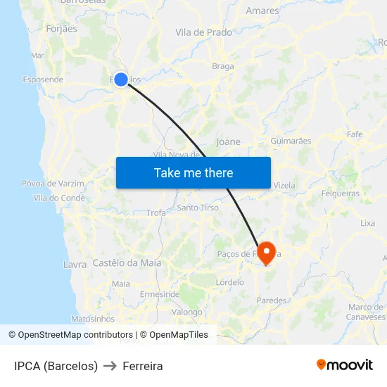 IPCA (Barcelos) to Ferreira map