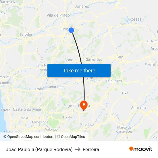 João Paulo Ii (Parque Rodovia) to Ferreira map