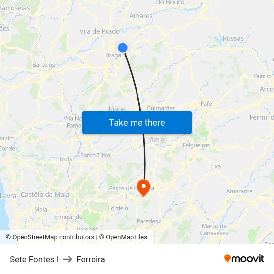 Sete Fontes I to Ferreira map