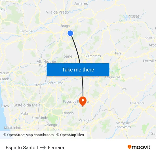 Espirito Santo I to Ferreira map
