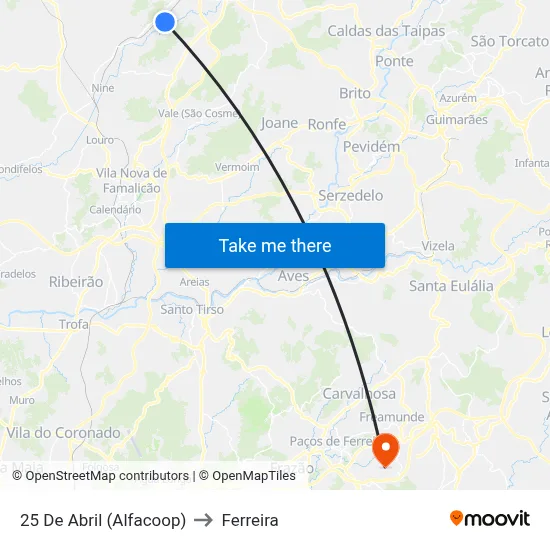 25 De Abril (Alfacoop) to Ferreira map