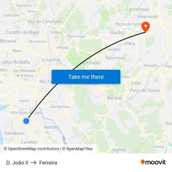 D. João II to Ferreira map