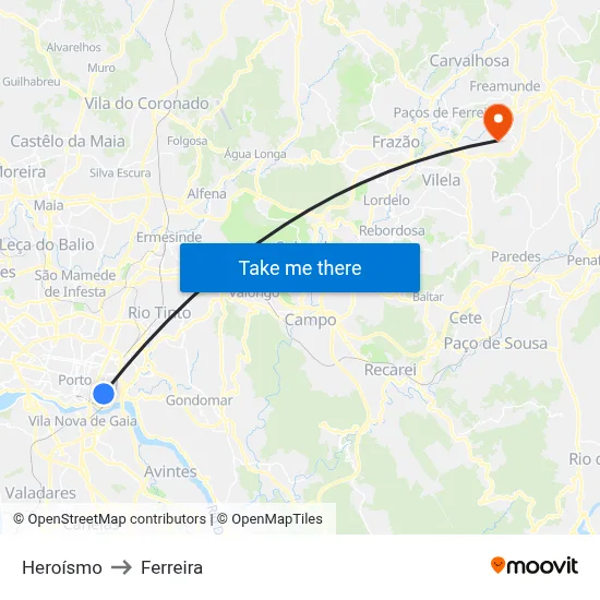 Heroísmo to Ferreira map