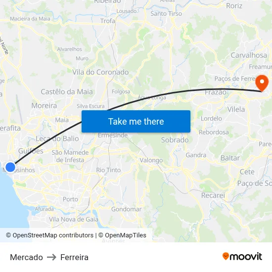 Mercado to Ferreira map