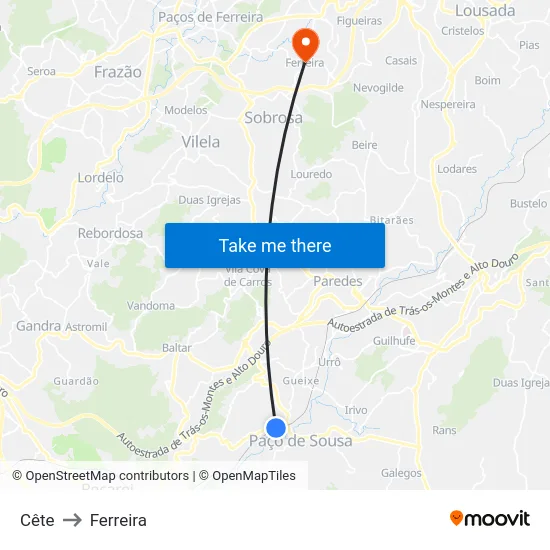 Cête to Ferreira map