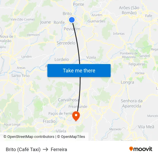 Brito (Café Taxi) to Ferreira map