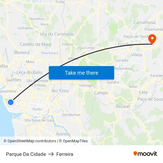 Parque Da Cidade to Ferreira map