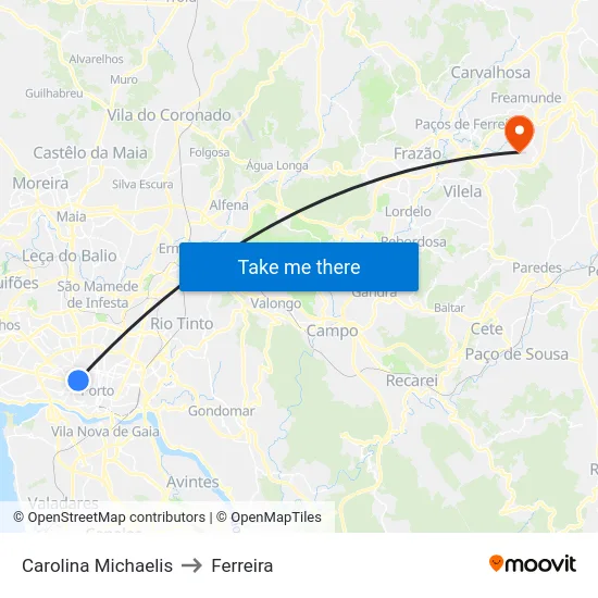 Carolina Michaelis to Ferreira map