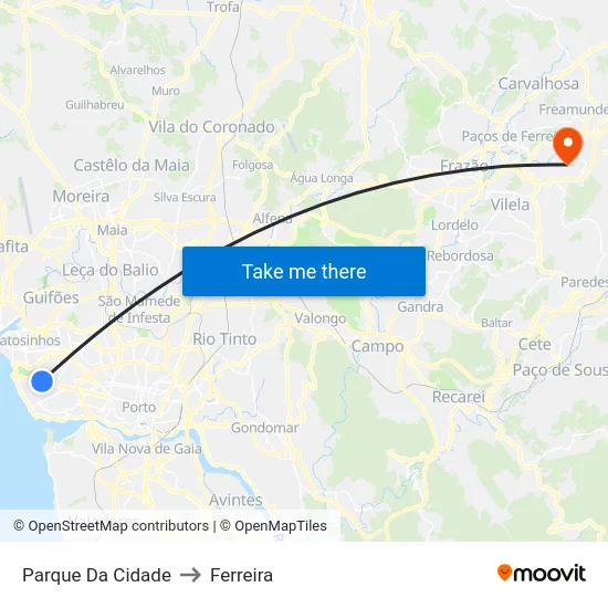 Parque Da Cidade to Ferreira map