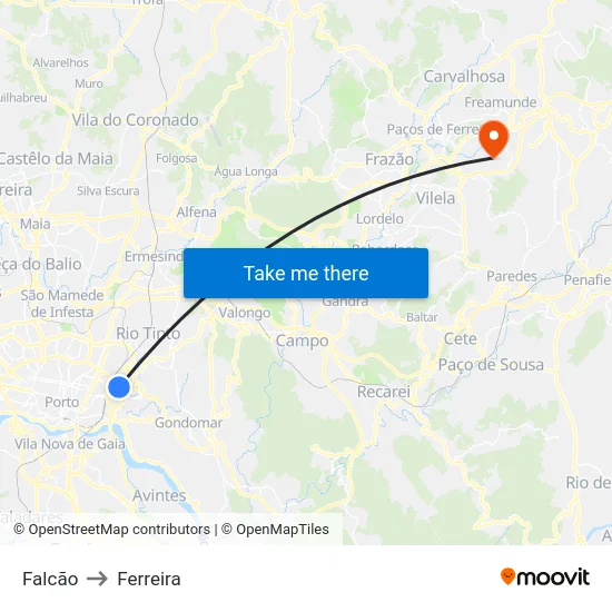 Falcão to Ferreira map