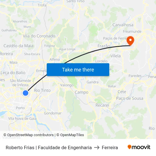 Roberto Frias | Faculdade de Engenharia to Ferreira map
