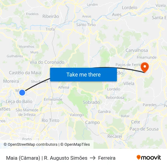 Maia (Câmara) | R. Augusto Simões to Ferreira map