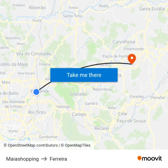 Maiashopping to Ferreira map