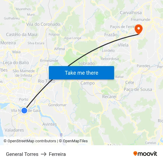 General Torres to Ferreira map