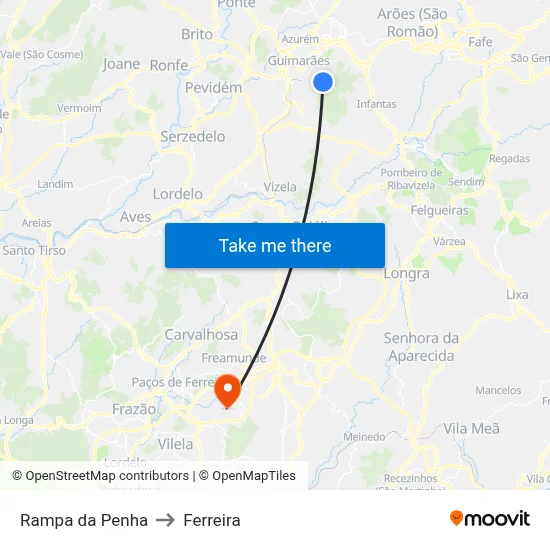 Rampa da Penha to Ferreira map
