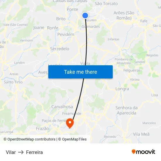 Vilar to Ferreira map