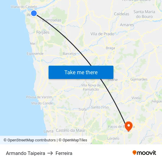 Armando Taipeira to Ferreira map
