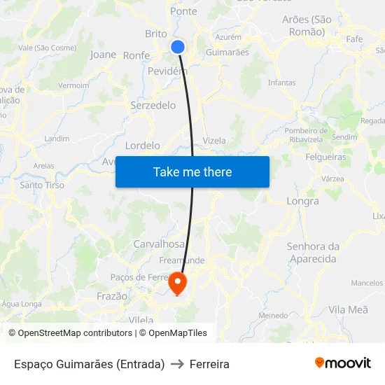 Espaço Guimarães (Entrada) to Ferreira map