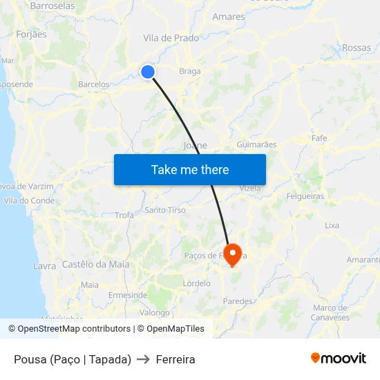 Pousa (Paço | Tapada) to Ferreira map
