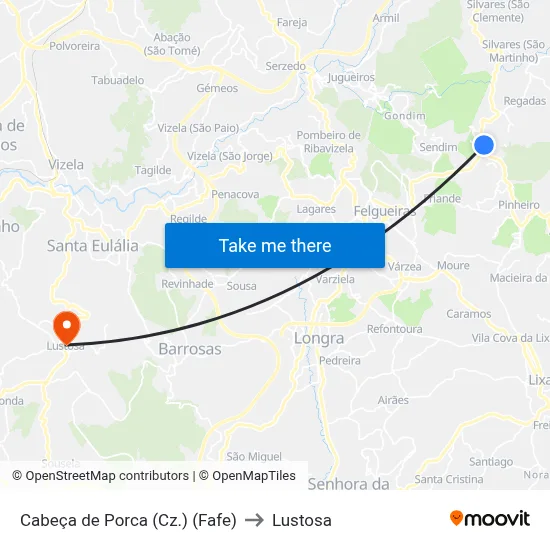 Cabeça de Porca (Cz.) (Fafe) to Lustosa map