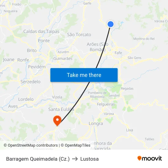 Barragem Queimadela (Cz.) to Lustosa map