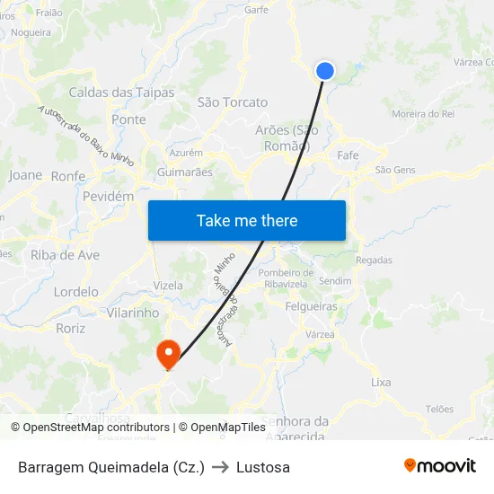 Barragem Queimadela (Cz.) to Lustosa map