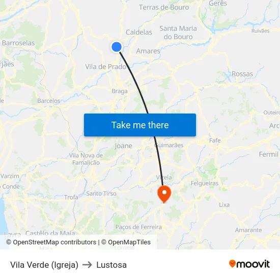 Vila Verde (Igreja) to Lustosa map