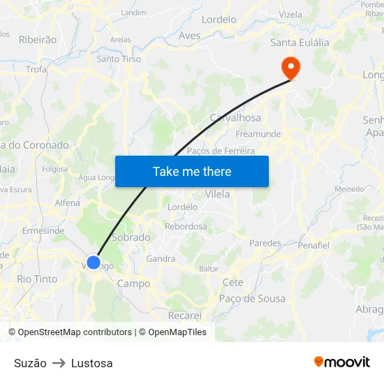 Suzão to Lustosa map