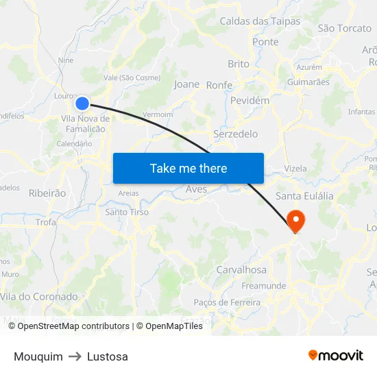 Mouquim to Lustosa map