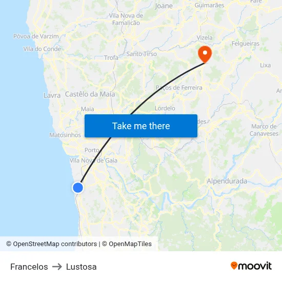 Francelos to Lustosa map