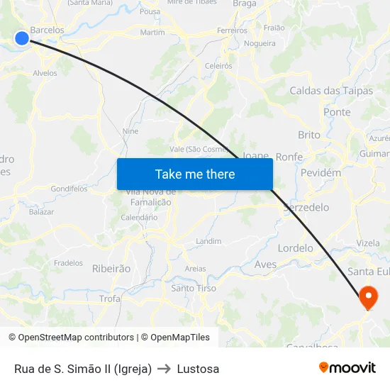 Rua de S. Simão II (Igreja) to Lustosa map