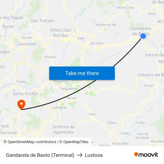 Gandarela de Basto (Terminal) to Lustosa map