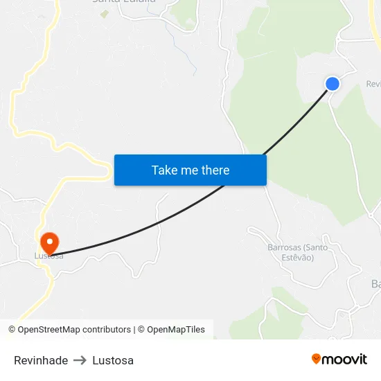 Revinhade to Lustosa map