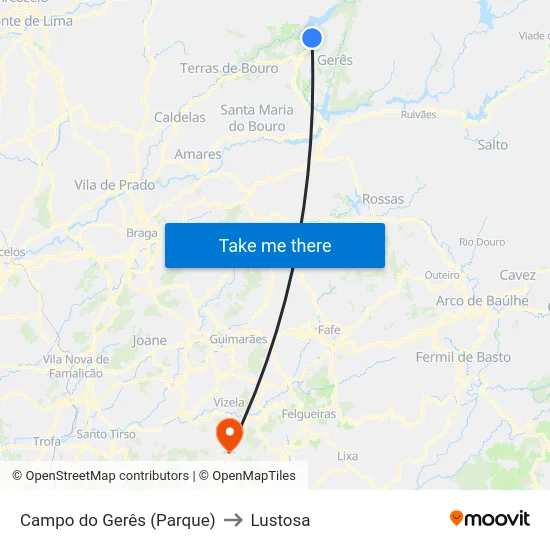 Campo do Gerês (Parque) to Lustosa map
