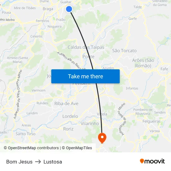 Bom Jesus to Lustosa map
