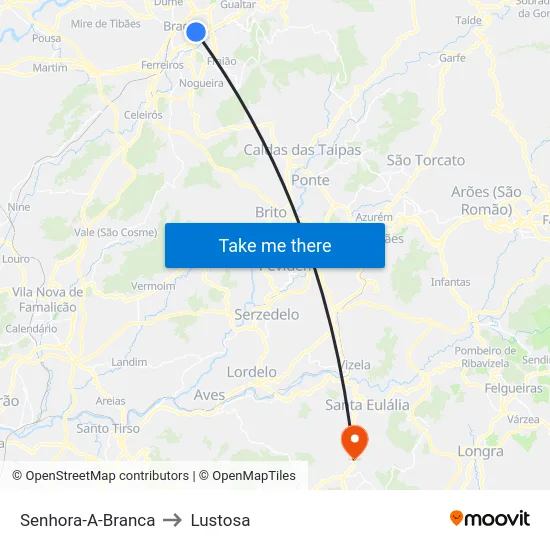 Senhora-A-Branca to Lustosa map