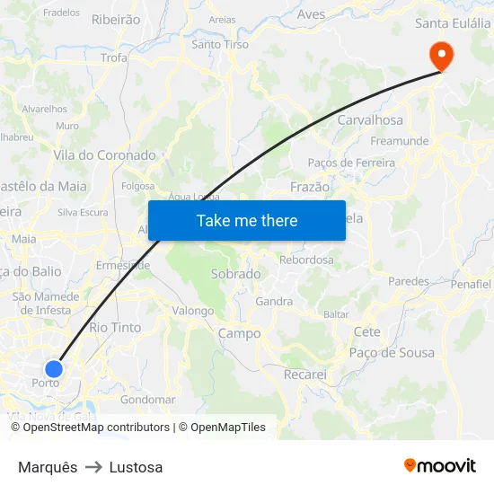 Marquês to Lustosa map