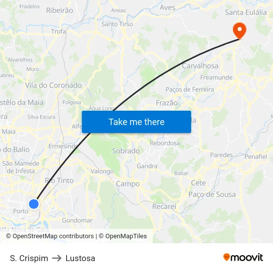 S. Crispim to Lustosa map