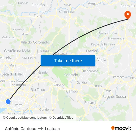António Cardoso to Lustosa map
