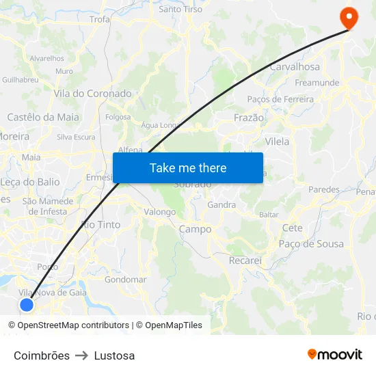 Coimbrões to Lustosa map
