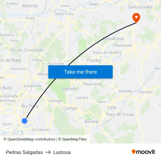 Pedras Salgadas to Lustosa map